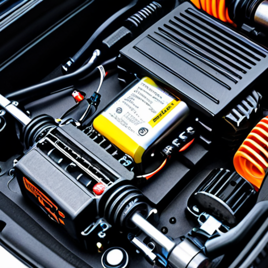 RC Car Mechanics**

"Close-up view of the internal components of a remote control car, showcasing the motor, receiver, and battery, fully clothed, appropriate content, safe for work, educational, perfect anatomy of the RC car parts, natural arrangement, professional product photography, high quality, detailed view."

**