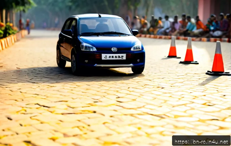 RC카 조종의 기본 기술 - Photorealistic outdoor RC car practice session on a smooth paved courtyard in Bangladesh, a focused ...